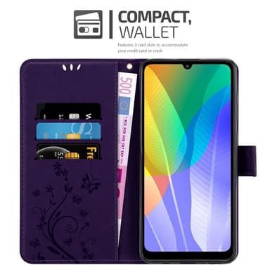 Huawei Y6P Suojakuori Lompakkokotelo (Violetti)