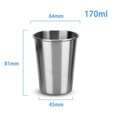 5x Mukit ruostumattomasta teräksestä juomakuppi (170ml)