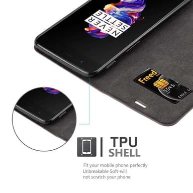 OnePlus 5 Suojakuori Lompakkokotelo (Ruskea)