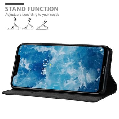 Nokia 7.1 PLUS / X7 Suojakuori Lompakkokotelo (Musta)