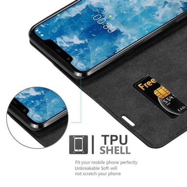 Nokia 7.1 PLUS / X7 Suojakuori Lompakkokotelo (Musta)