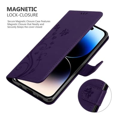 iPhone 14 PRO Suojakuori Lompakkokotelo (Violetti)
