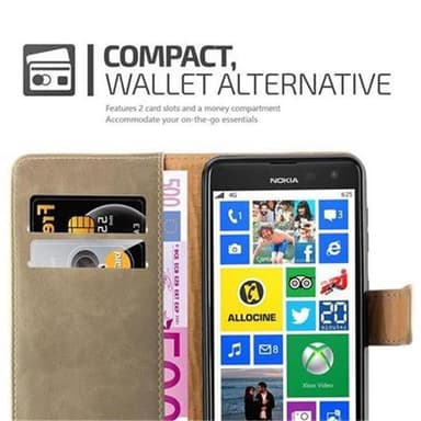 Nokia Lumia 625 Suojakuori Lompakkokotelo (Ruskea)