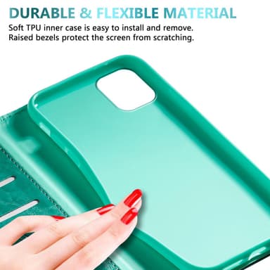 iPhone 11 Suojakuori Lompakkokotelo (Turkoosi)