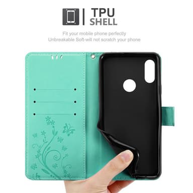 Huawei Y6 2019 Suojakuori Lompakkokotelo (Turkoosi)