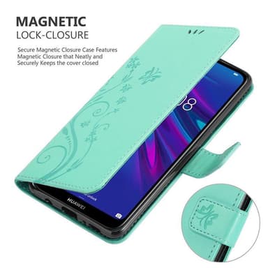 Huawei Y6 2019 Suojakuori Lompakkokotelo (Turkoosi)