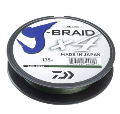 Punottu siima Daiwa J-Braid X4E 0,15mm 135m tummanvihreä