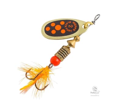 Spinner MEPPS MOUCHE-2 4,5g kulta/oranssi pisteet