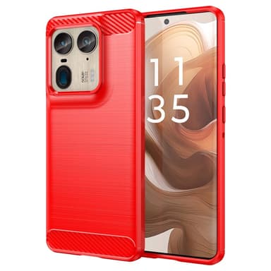SKALO Motorola Edge 50 Ultra Armor Carbon Iskunkestävä TPU suojakuori - Punainen