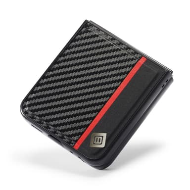 SKALO Samsung Z Flip6 LC.IMEEKE Carbon Fiber PU-nahkakuori - Musta