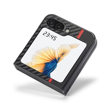 SKALO Samsung Z Flip6 LC.IMEEKE Carbon Fiber PU-nahkakuori - Musta