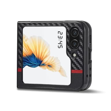 SKALO Samsung Z Flip6 LC.IMEEKE Carbon Fiber PU-nahkakuori - Musta