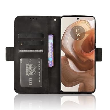 SKALO Motorola Edge 50 Ultra 6-lokeroa Lompakkokotelo - Musta