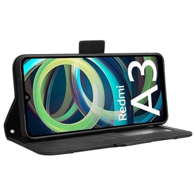SKALO Xiaomi Redmi A3 6-lokeroa Lompakkokotelo - Musta