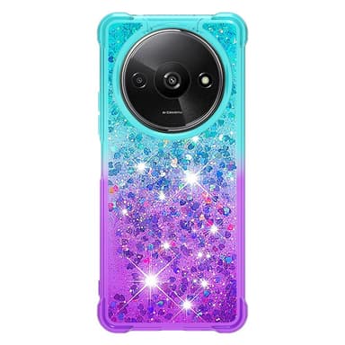 SKALO Xiaomi Redmi A3 Juoksuhiekka Glitter Sydämet TPU kuori - Turkoosi-Violetti