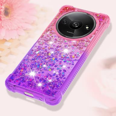 SKALO Xiaomi Redmi A3 Juoksuhiekka Glitter Sydämet TPU kuori - Pinkki-Violetti