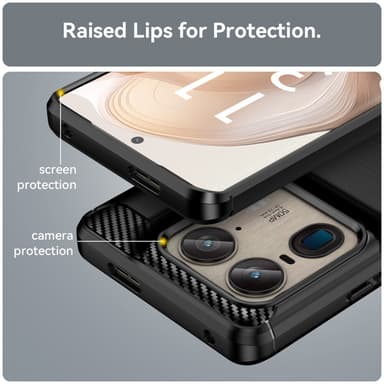 SKALO Motorola Edge 50 Ultra Armor Carbon Iskunkestävä TPU suojakuori - Musta