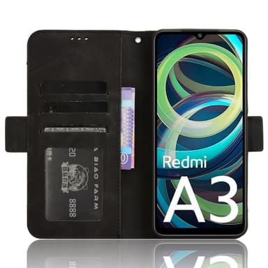 SKALO Xiaomi Redmi A3 6-lokeroa Lompakkokotelo - Musta