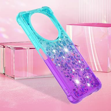 SKALO Xiaomi Redmi A3 Juoksuhiekka Glitter Sydämet TPU kuori - Turkoosi-Violetti