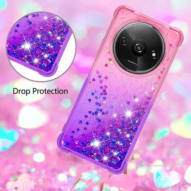SKALO Xiaomi Redmi A3 Juoksuhiekka Glitter Sydämet TPU kuori - Pinkki-Violetti