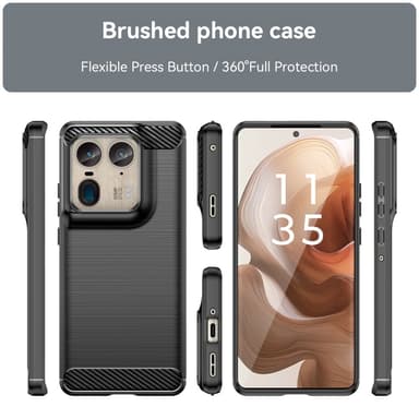 SKALO Motorola Edge 50 Ultra Armor Carbon Iskunkestävä TPU suojakuori - Musta