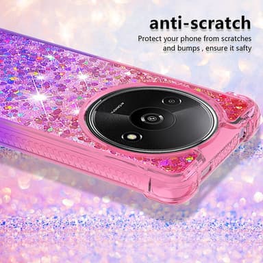 SKALO Xiaomi Redmi A3 Juoksuhiekka Glitter Sydämet TPU kuori - Pinkki-Violetti