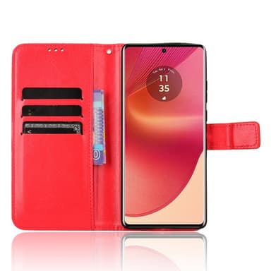 SKALO Motorola Edge 50 Fusion PU-nahkainen Lompakkokotelo - Punainen