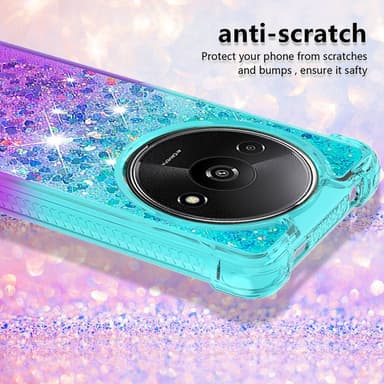 SKALO Xiaomi Redmi A3 Juoksuhiekka Glitter Sydämet TPU kuori - Turkoosi-Violetti