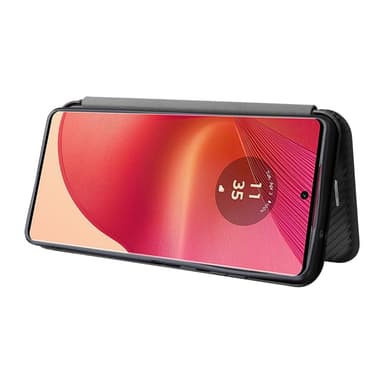 SKALO Motorola Edge 50 Fusion Carbon Fiber Lompakkokotelo - Musta