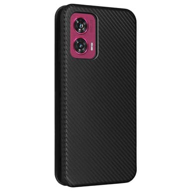 SKALO Motorola Edge 50 Fusion Carbon Fiber Lompakkokotelo - Musta