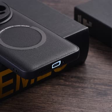 SKALO Xiaomi 14 Ultra 5G PU Nahka Hybrid Magnetic Ring Suojakuori - Musta
