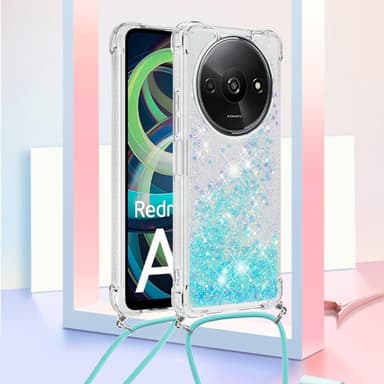 SKALO Xiaomi Redmi A3 Juoksuhiekka Glitter Mobile kaulapanta - Turkoosi