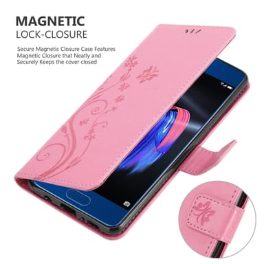 Honor 9 Suojakuori Lompakkokotelo (Vaaleanpunainen)