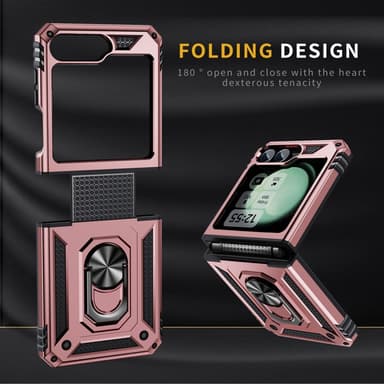 SKALO Samsung Z Flip6 Armor Hybridi metallirengas kuori - Ruusukulta