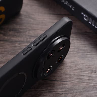 SKALO Xiaomi 14 Ultra 5G PU Nahka Hybrid Magnetic Ring Suojakuori - Musta