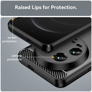 SKALO Xiaomi 14 Ultra 5G Armor Carbon Iskunkestävä TPU suojakuori - Musta