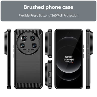 SKALO Xiaomi 14 Ultra 5G Armor Carbon Iskunkestävä TPU suojakuori - Musta