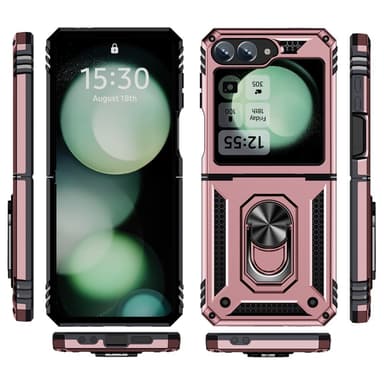 SKALO Samsung Z Flip6 Armor Hybridi metallirengas kuori - Ruusukulta