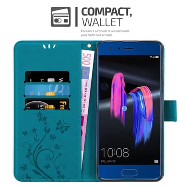 Honor 9 Suojakuori Lompakkokotelo (Sininen)