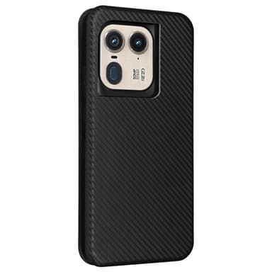 SKALO Motorola Edge 50 Ultra Carbon Fiber Lompakkokotelo - Musta