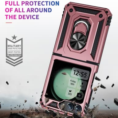 SKALO Samsung Z Flip6 Armor Hybridi metallirengas kuori - Ruusukulta