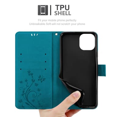 iPhone 15 PLUS Suojakuori Lompakkokotelo (Sininen)