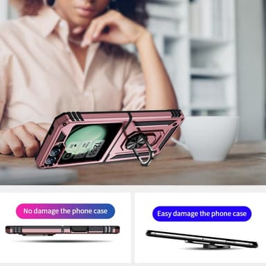 SKALO Samsung Z Flip6 Armor Hybridi metallirengas kuori - Ruusukulta