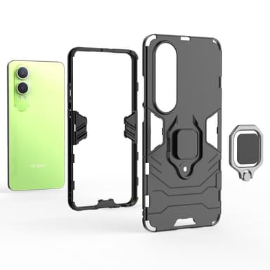SKALO OnePlus Nord CE4 Lite 5G Armor Hybridi metallirengas kuori - Musta