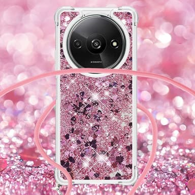 SKALO Xiaomi Redmi A3 Juoksuhiekka Glitter Mobile kaulapanta - Ruusukulta