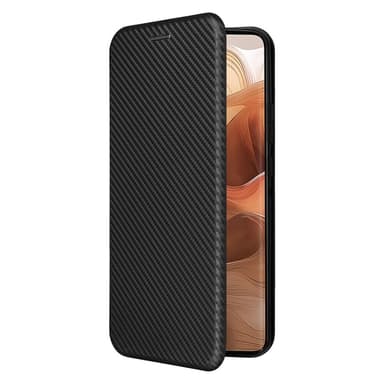 SKALO Motorola Edge 50 Ultra Carbon Fiber Lompakkokotelo - Musta