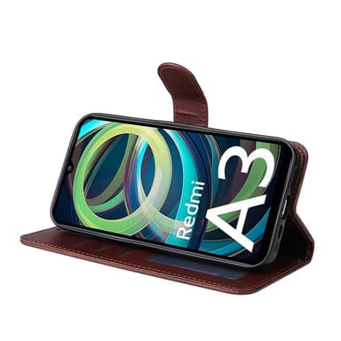 SKALO Xiaomi Redmi A3 PU-nahkainen Lompakkokotelo - Ruskea