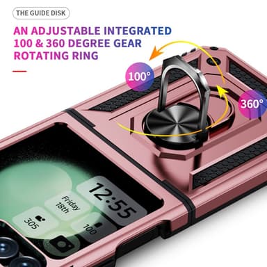 SKALO Samsung Z Flip6 Armor Hybridi metallirengas kuori - Ruusukulta