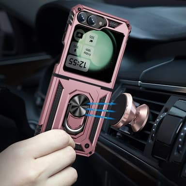 SKALO Samsung Z Flip6 Armor Hybridi metallirengas kuori - Ruusukulta