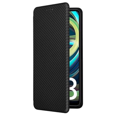 SKALO Xiaomi Redmi A3 Carbon Fiber Lompakkokotelo - Musta